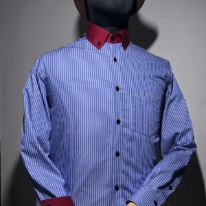 Men's Classic Blue Striped Oxford Shirt - Long Sleeve Button Down