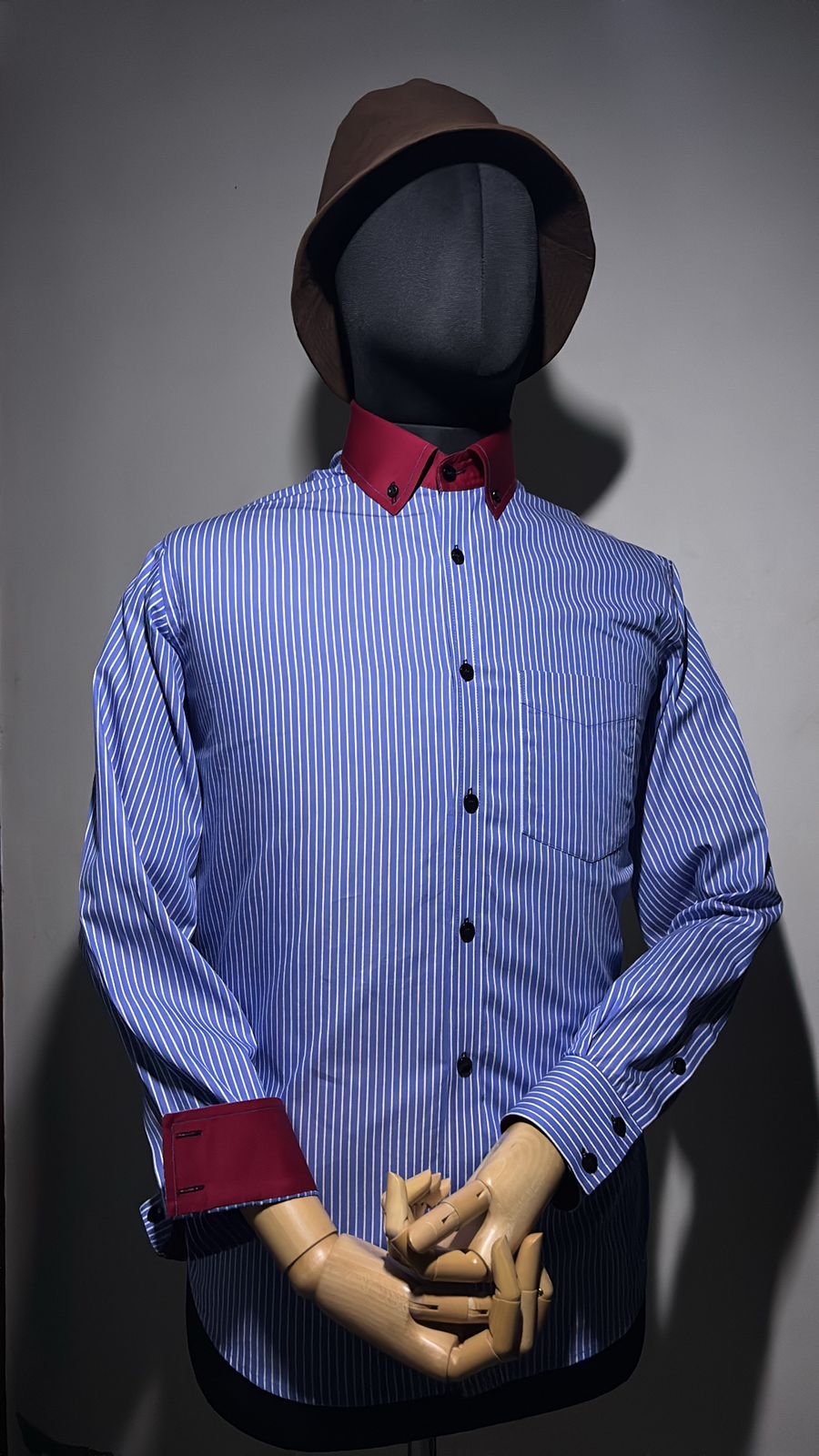 Men's Classic Blue Striped Oxford Shirt - Long Sleeve Button Down