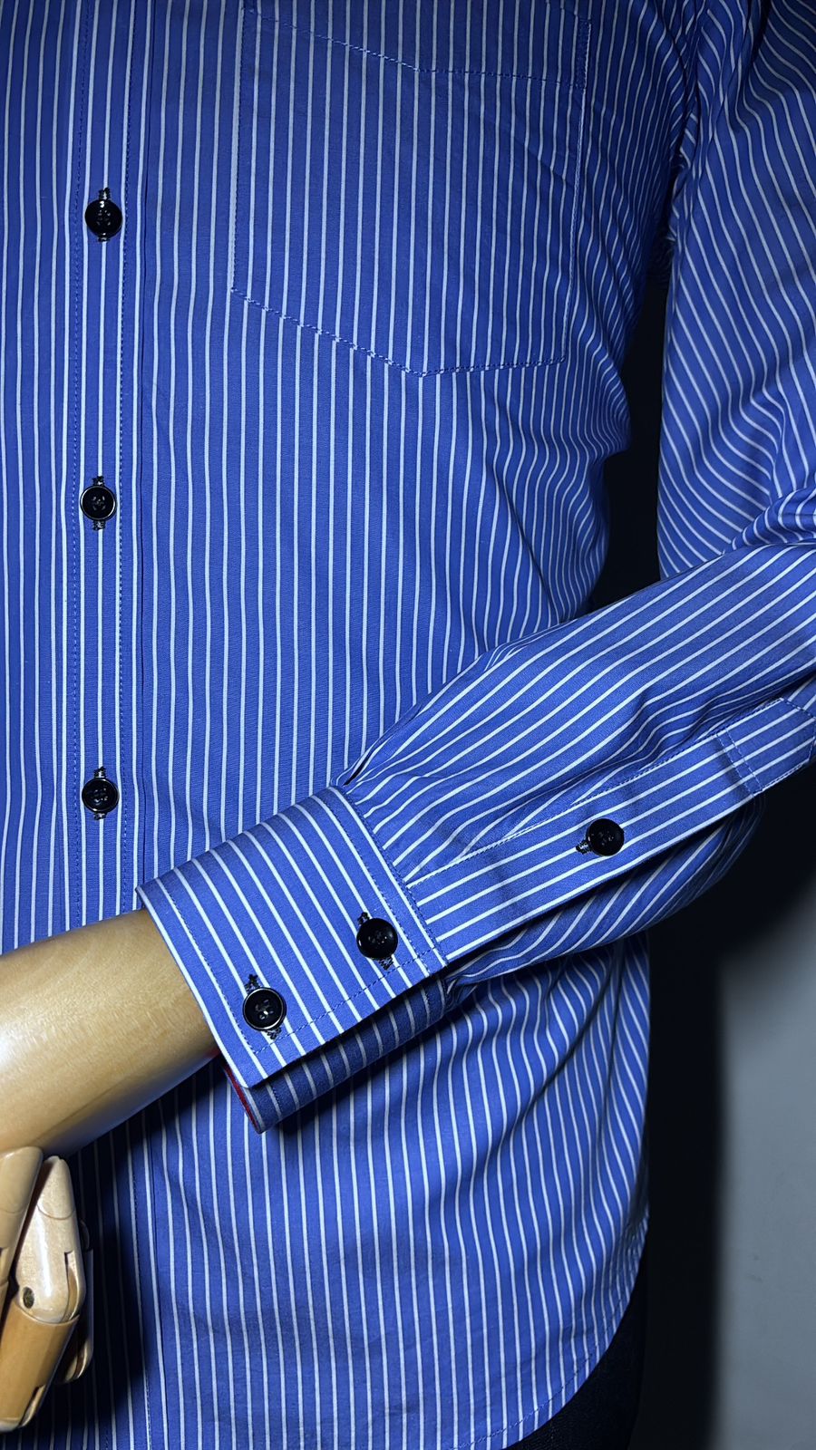 Men's Classic Blue Striped Oxford Shirt - Long Sleeve Button Down - Image 3
