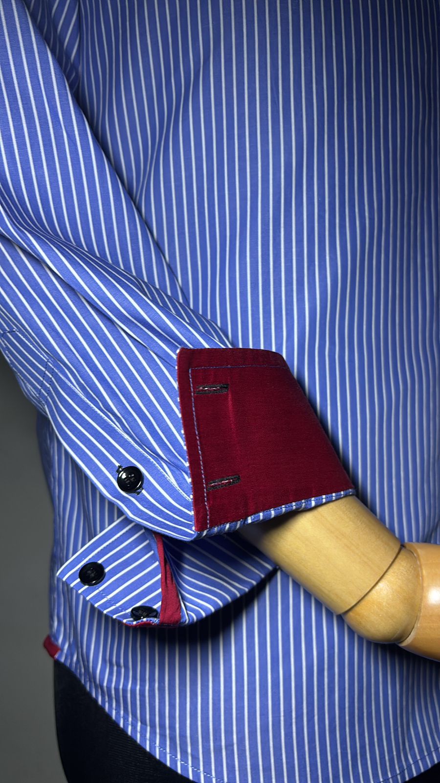 Men's Classic Blue Striped Oxford Shirt - Long Sleeve Button Down - Image 4