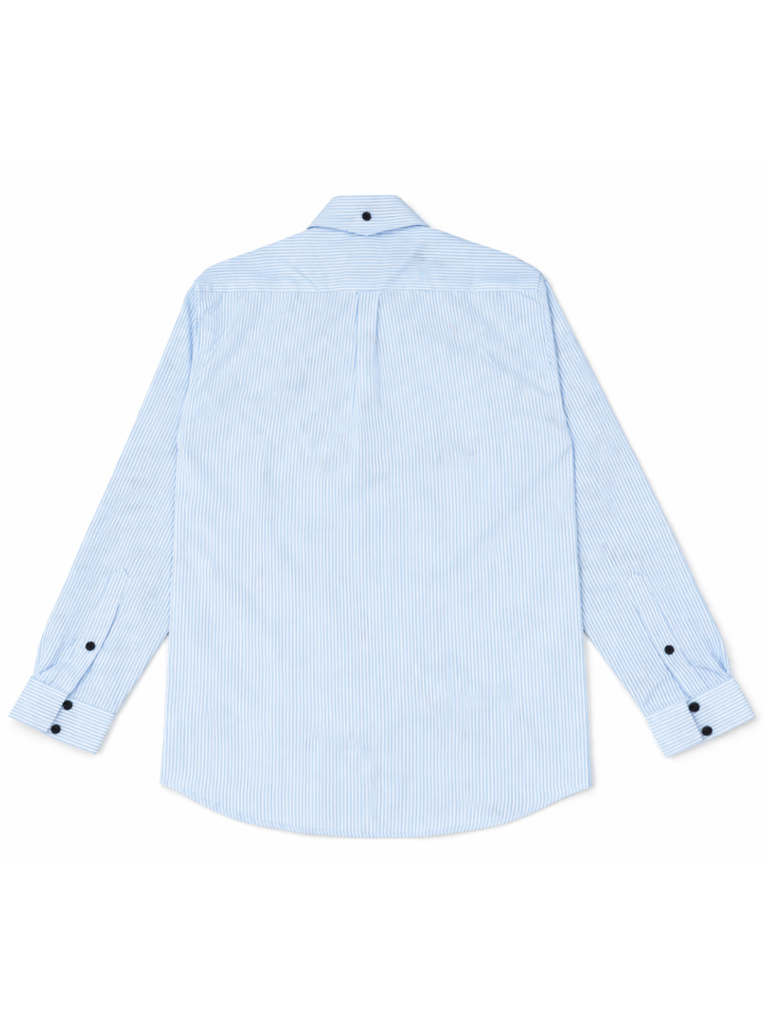 Men's Premium Light Blue Stripe Dress Shirt with Navy Buttons - Long sleeve - Image 2