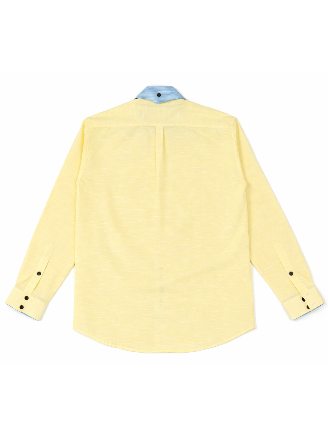 Men's Premium Yellow Dress Shirt with Blue Striped Contrast Collar – Tailored Fit, Long Sleeve - Image 2