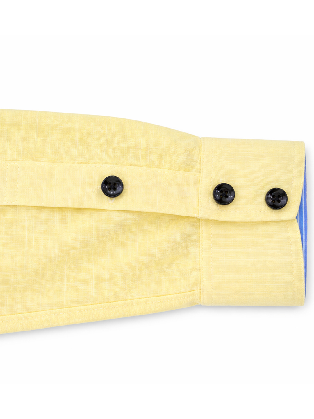 Men's Premium Yellow Dress Shirt with Blue Striped Contrast Collar – Tailored Fit, Long Sleeve - Image 3